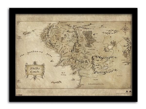 Mapa Śródziemia w ramce z filmu Hobbit